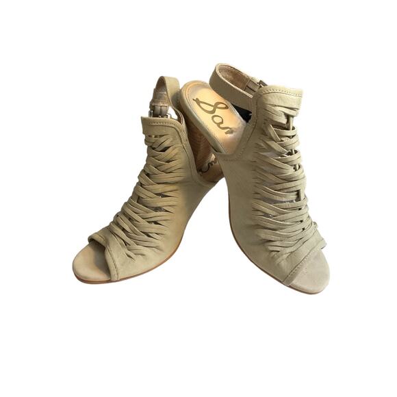 Sam Edelman Holly Leather Booties Light Greenish Beige Block Heel Ankle Size 7.5 - Picture 9 of 16